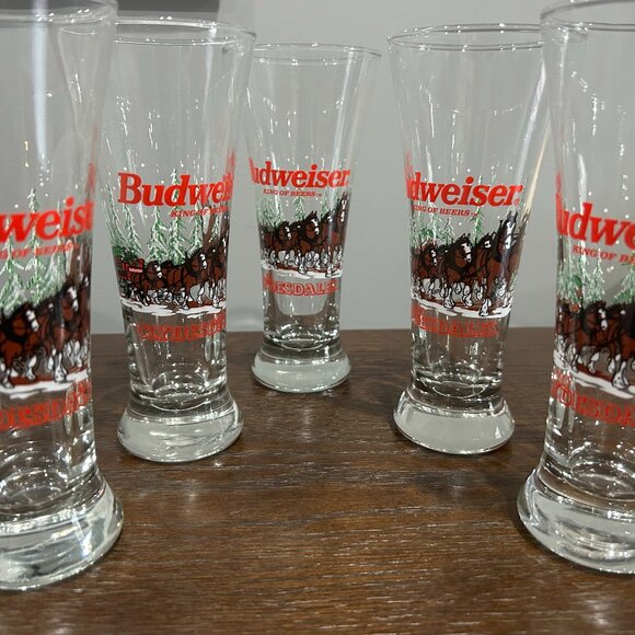 Vintage 1989 Budweiser Clydesdales Holiday Pisner Glasses - Set of 5 - Picture 4 of 4